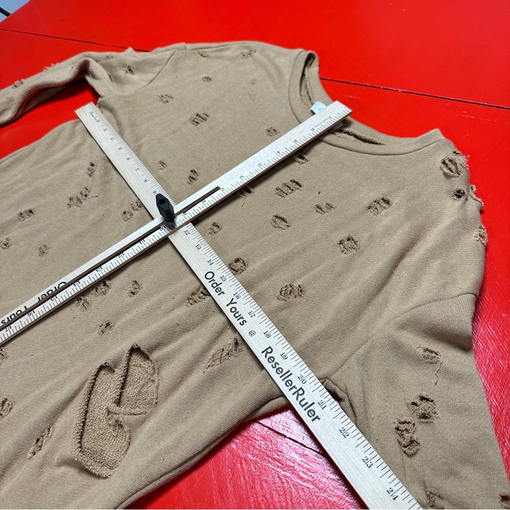 ACTIVE USA DISTRESSED COGNAC DISTRESSED LONG TOP - Picture 5 of 6